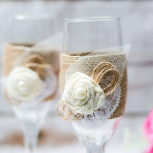 Wedding Glasses Champagne Flutes Burlap Glasses Rustic Toasting Glasses